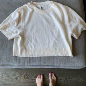 CASHMERE OVERSIZED CROPPED SHORT SLEEVE SWEATER